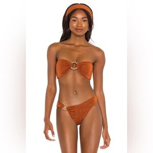 DEVON WINDSOR Shimmering Orange Bandeau Bikini